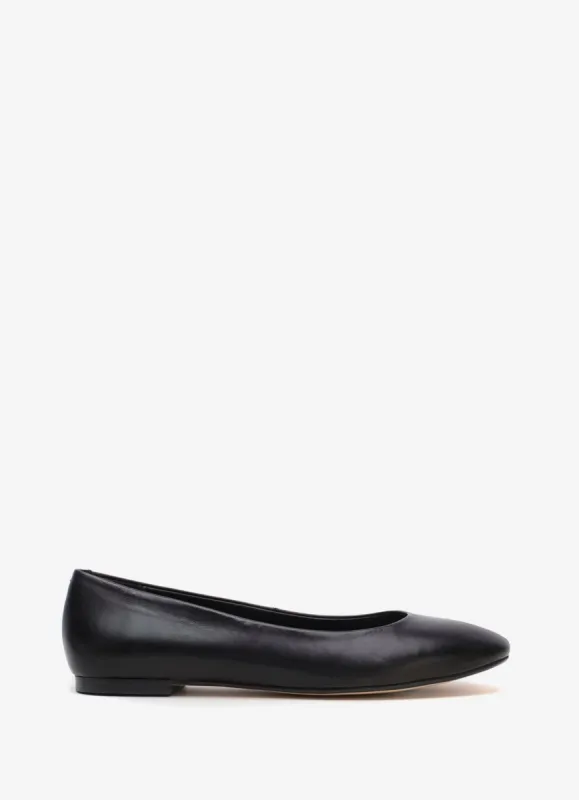 Dotty Black Leather Flat Pumps sold by Mint Velvet