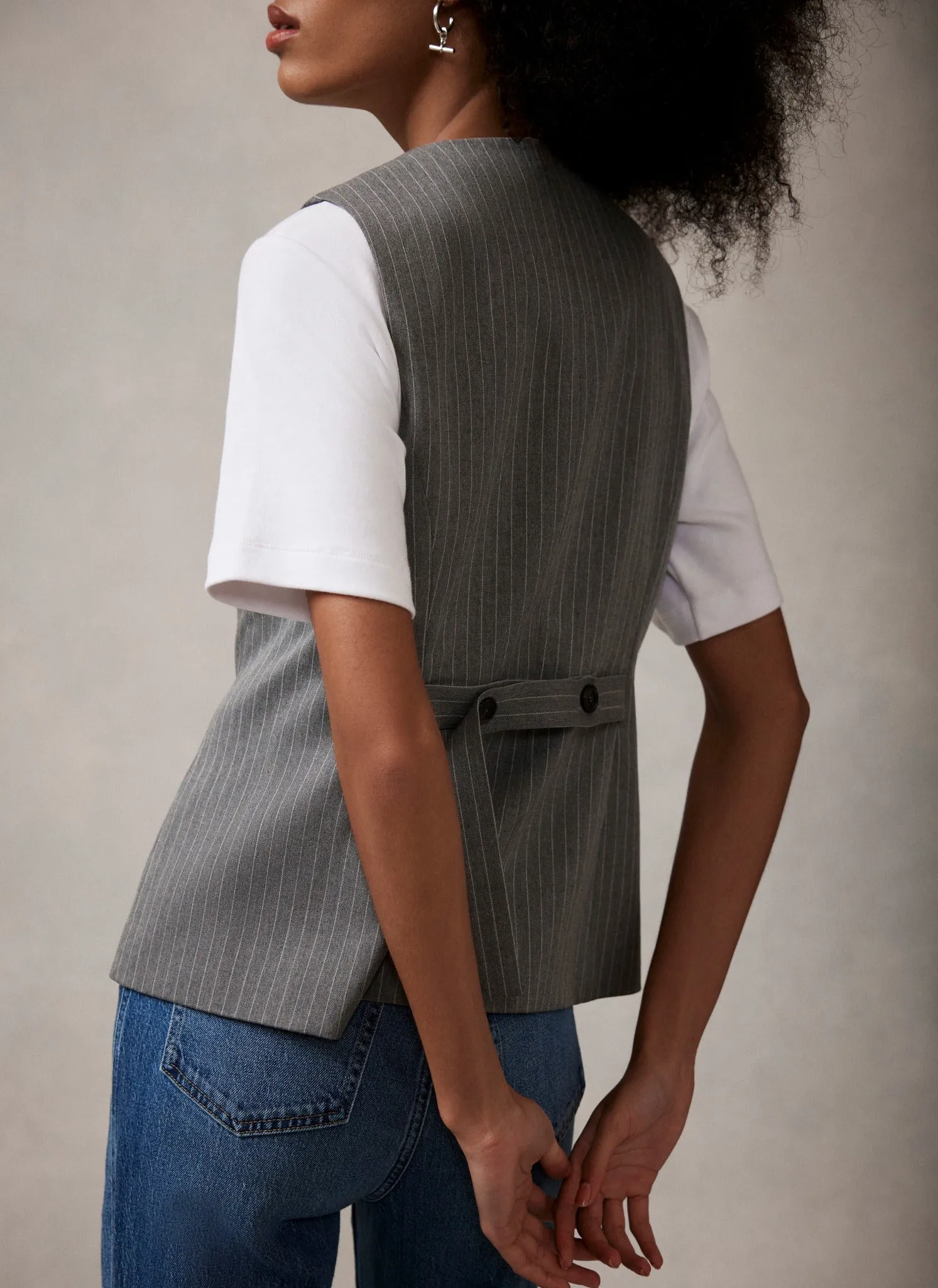 Grey Pinstripe Waistcoat sold by Mint Velvet product image thumbnail 3