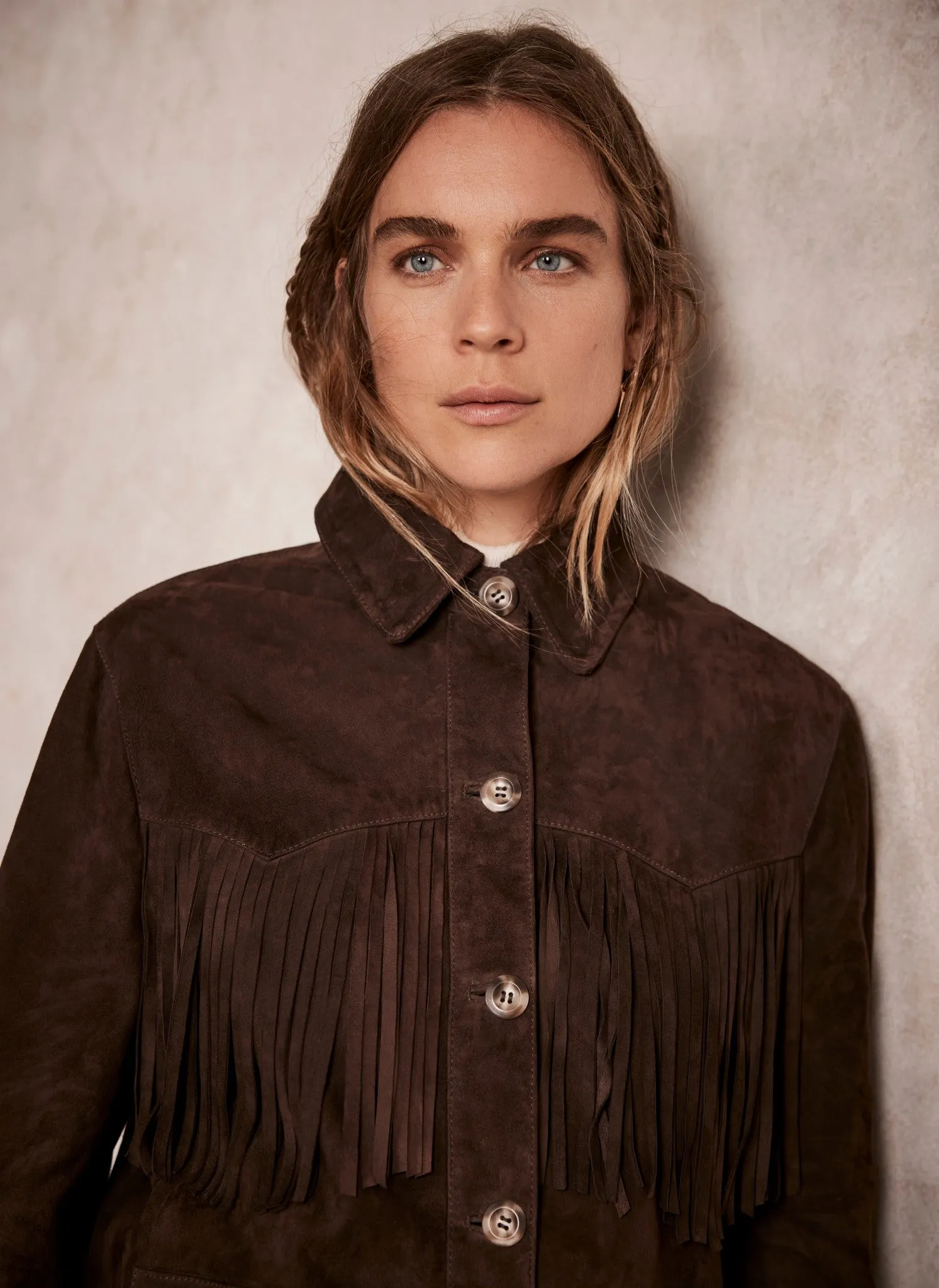 Brown Suede Fringed Jacket sold by Mint Velvet product image thumbnail 4