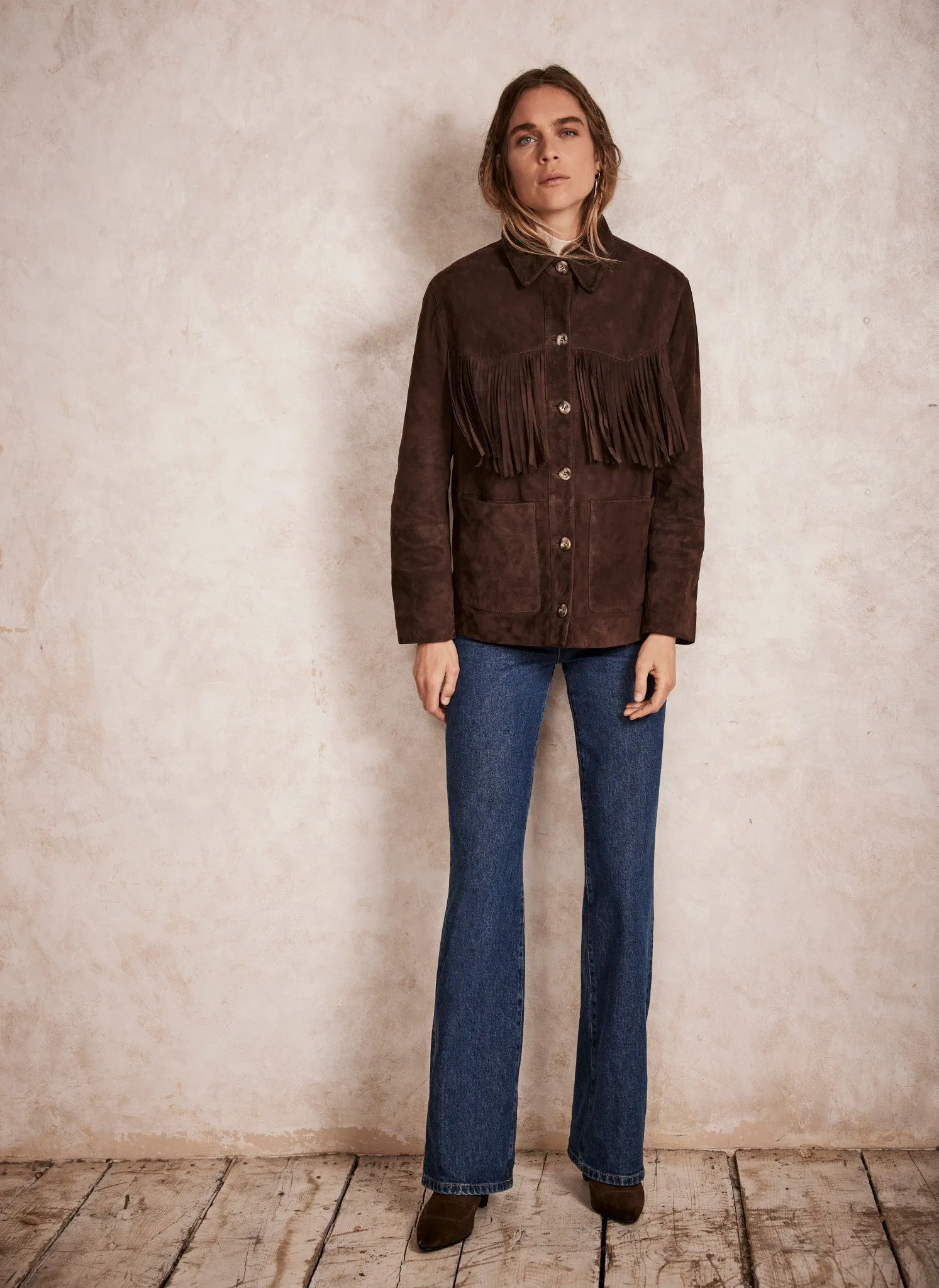 Brown Suede Fringed Jacket sold by Mint Velvet product image thumbnail 5