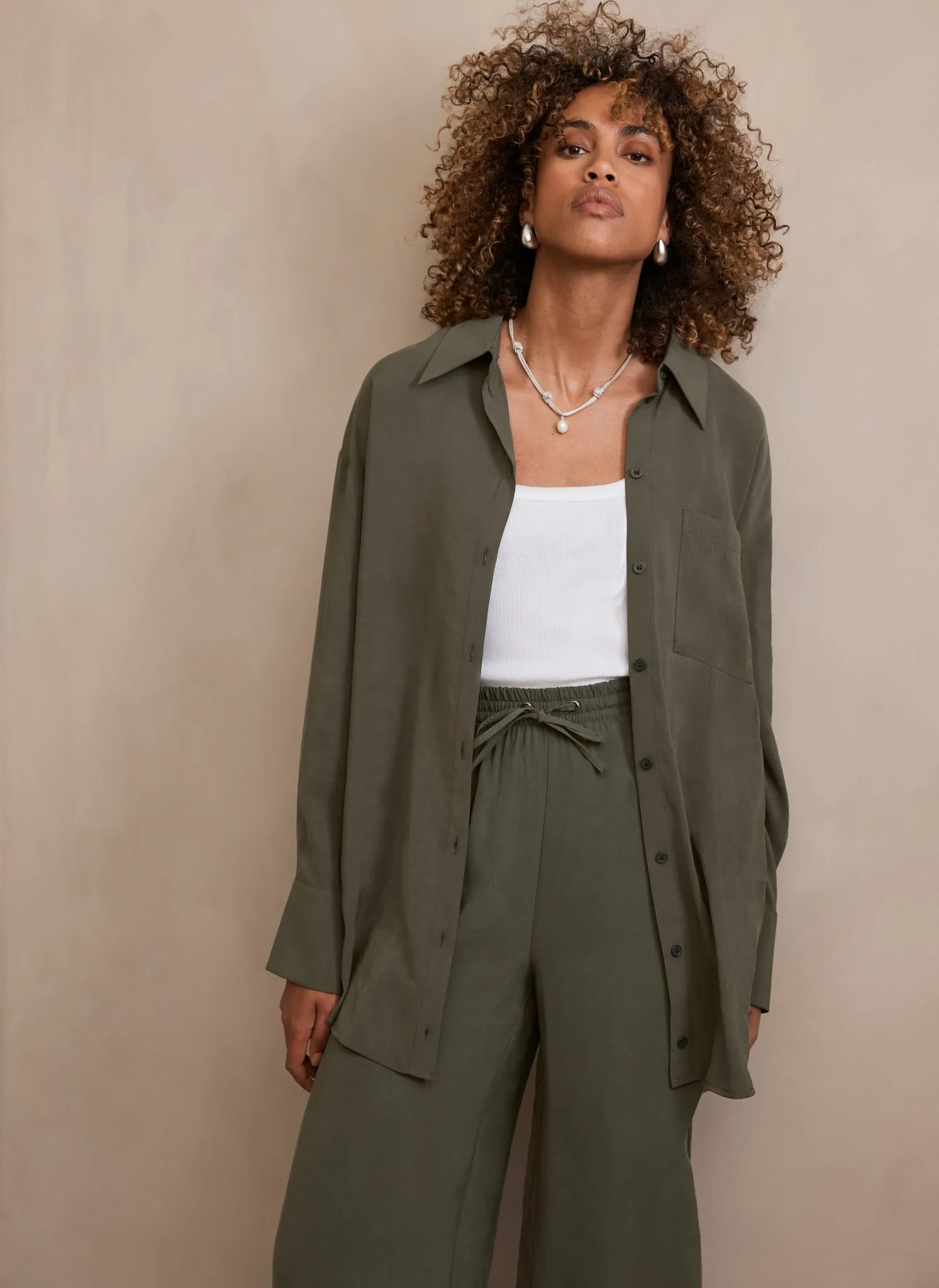Khaki Oversized Pocket Shirt sold by Mint Velvet product image thumbnail 5