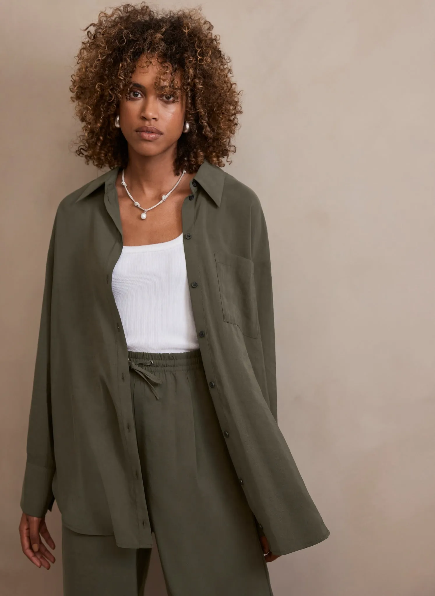 Khaki Oversized Pocket Shirt sold by Mint Velvet product image thumbnail 2