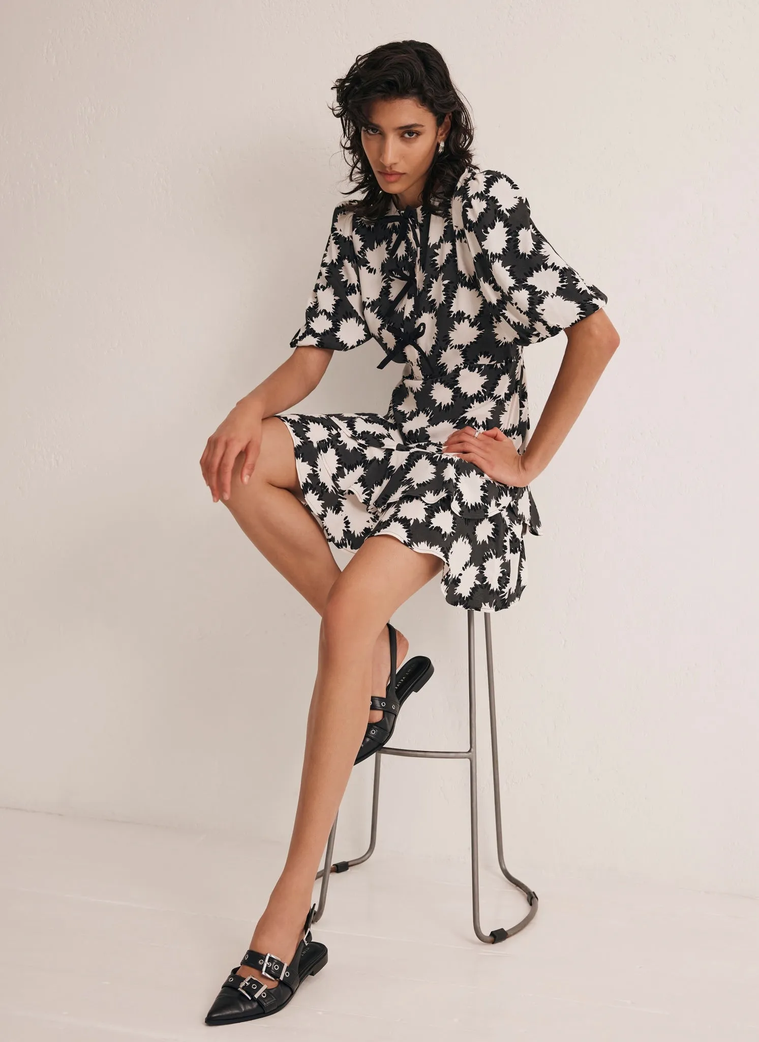 Black Abstract Print Mini Dress sold by Mint Velvet product image thumbnail 3