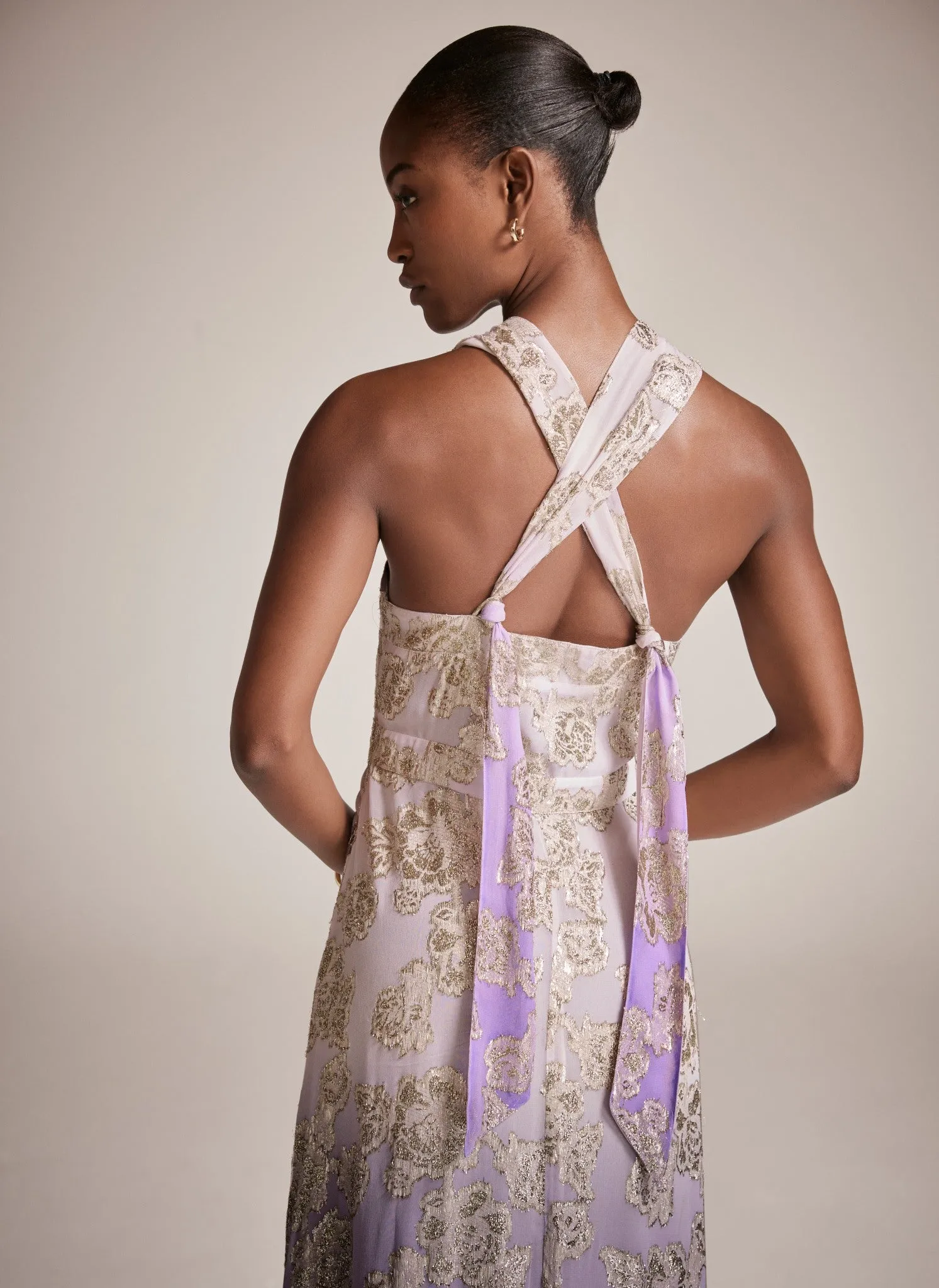 Metallic Lilac Jacquard Maxi Dress | Parallel Metallic Lilac Jacquard Maxi Dress | Parallel