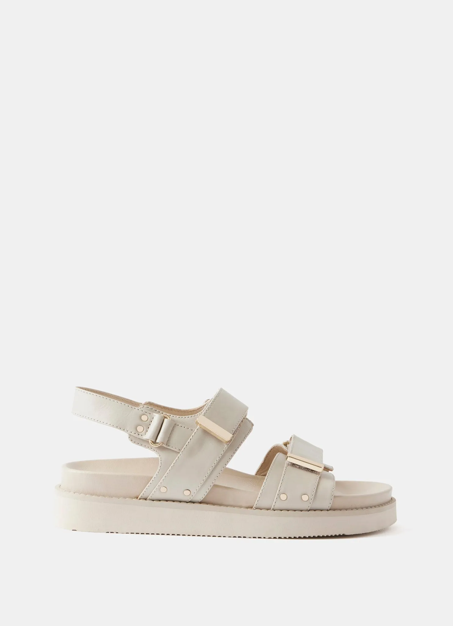 Taupe Leather Chunky Sandals | Parallel