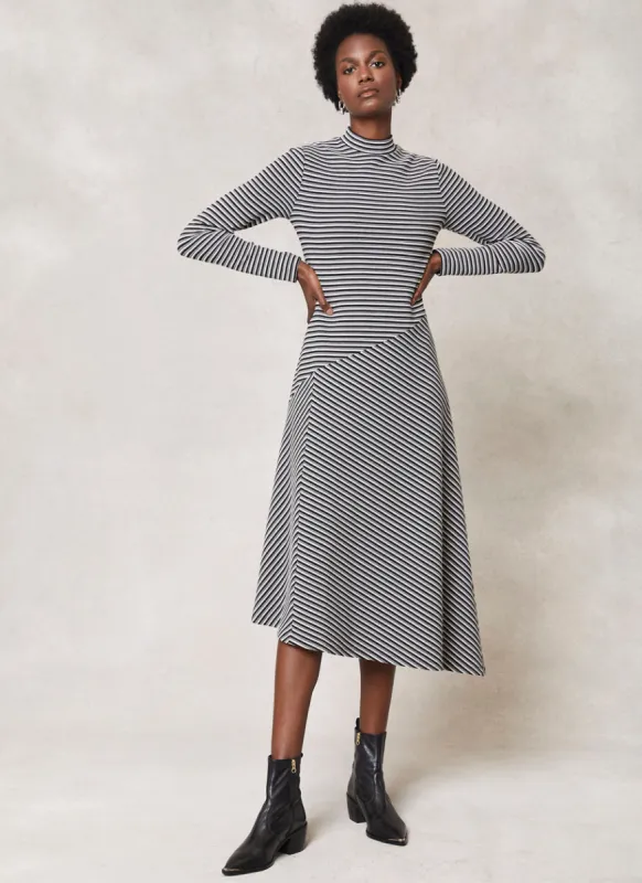 Grey Striped Jersey Midi Dress sold by Mint Velvet