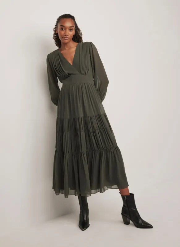 Khaki Tiered Maxi Dress sold by Mint Velvet