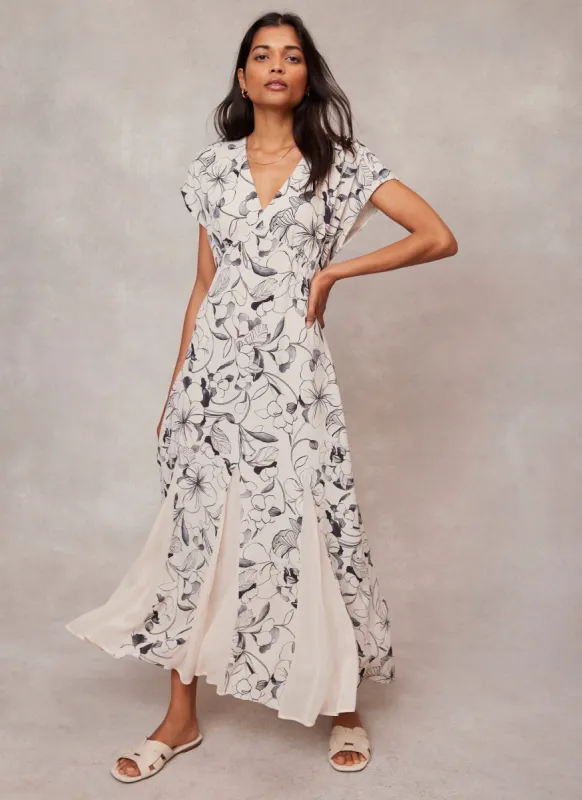 Cream Floral Print Maxi Dress sold by Mint Velvet