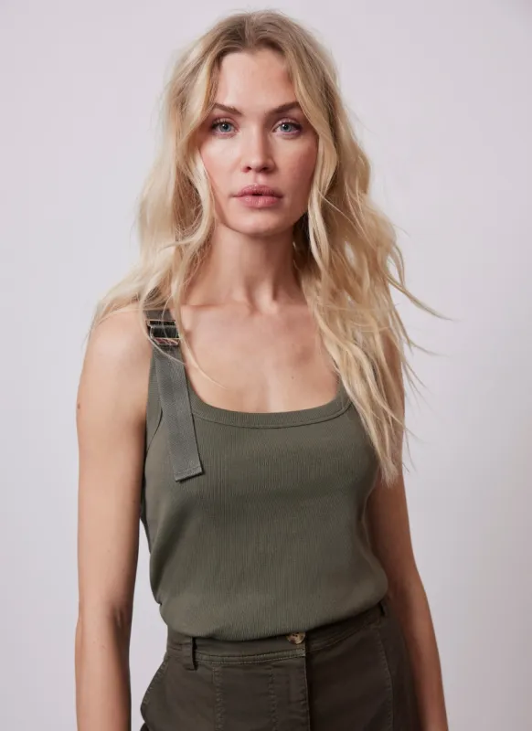Khaki Utility Detail Vest made by Mint Velvet