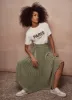 Khaki Pleated Midi Skirt sold by Mint Velvet