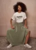 Khaki Pleated Midi Skirt sold by Mint Velvet