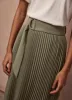 Khaki Pleated Midi Skirt sold by Mint Velvet