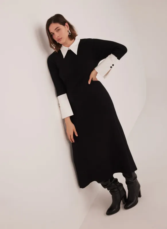 Black Collar Detail Maxi Dress sold by Mint Velvet