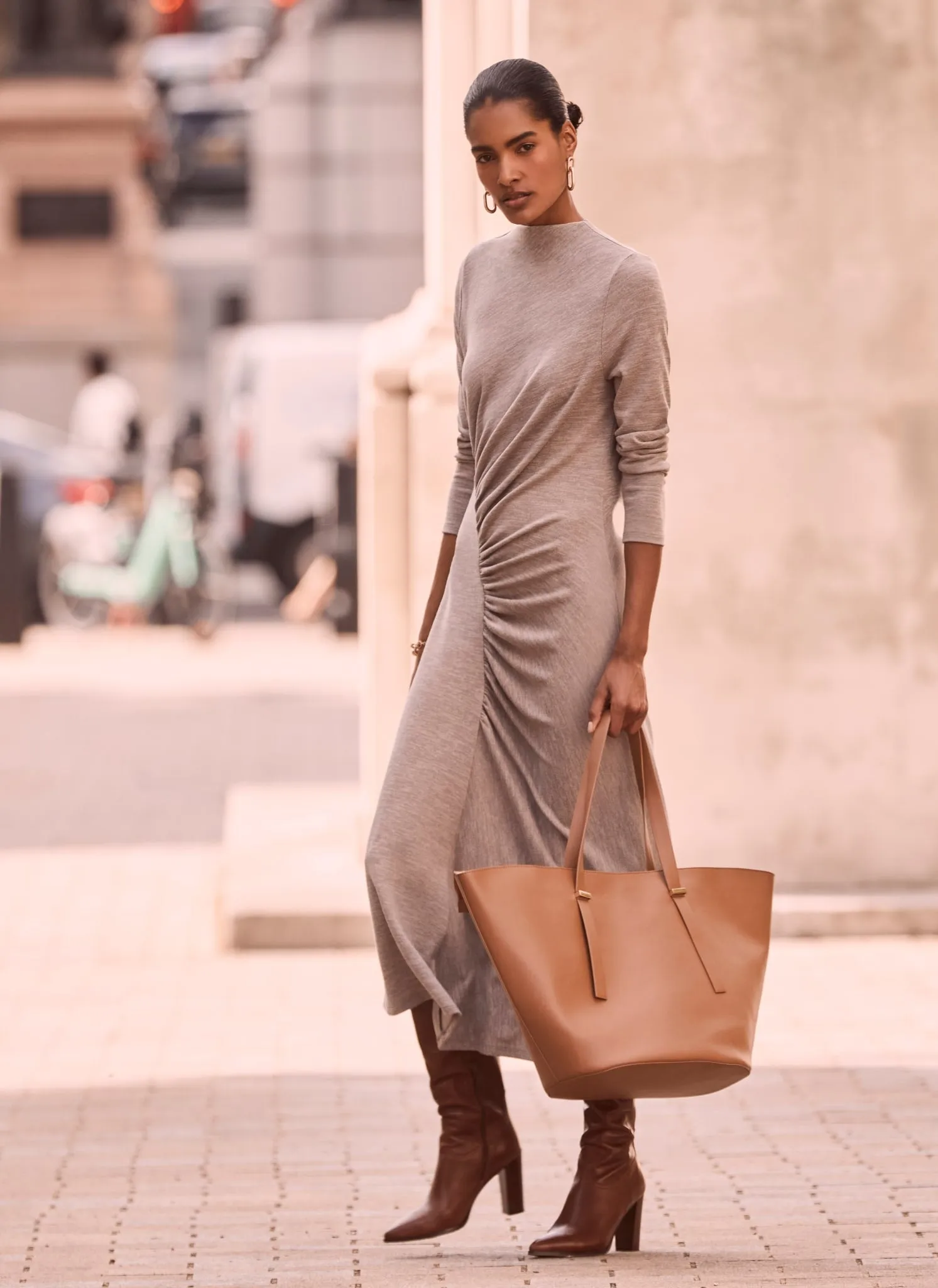 Neutral Jersey Midi Dress sold by Mint Velvet product image thumbnail 4