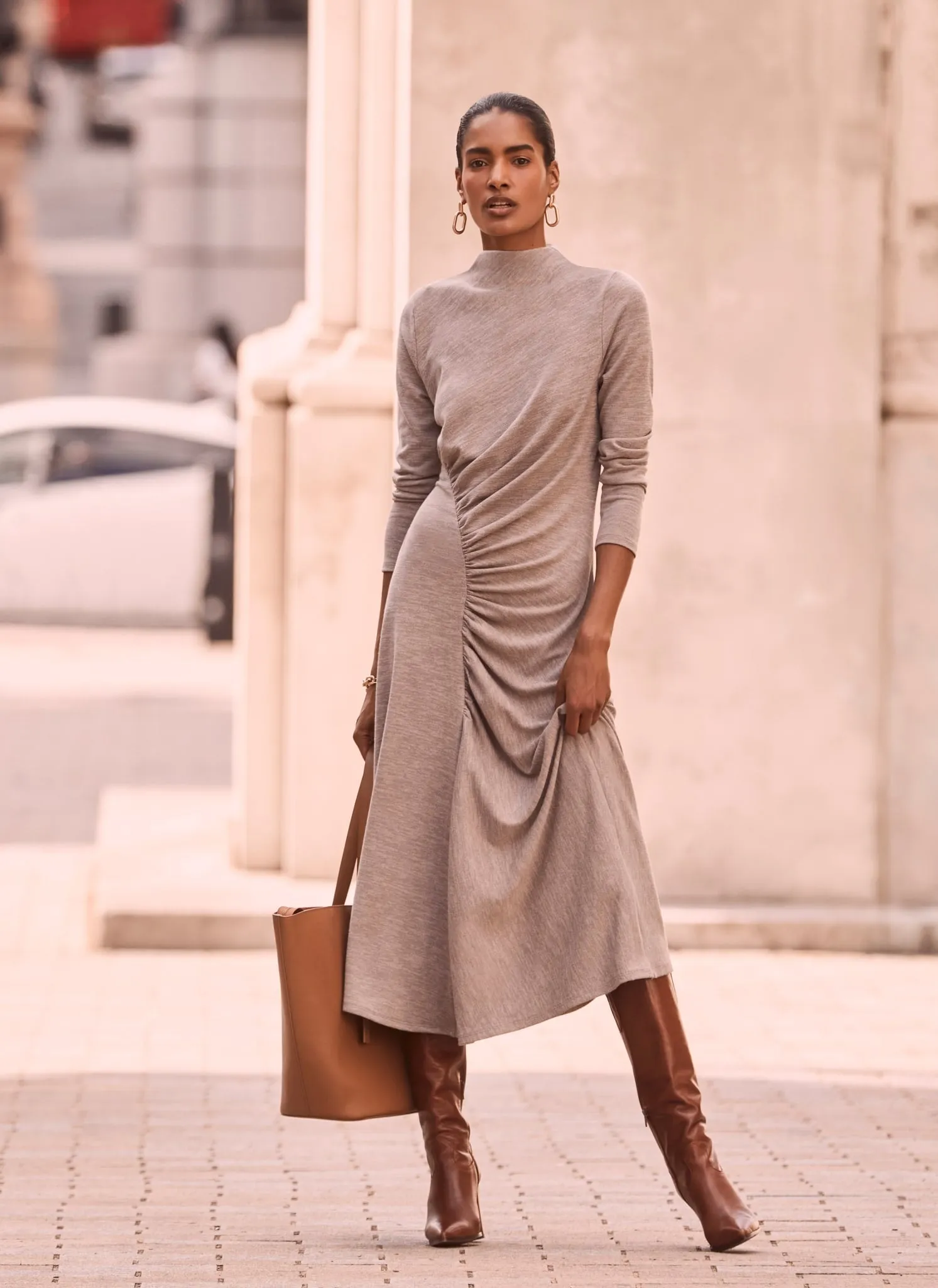 Neutral Jersey Midi Dress sold by Mint Velvet