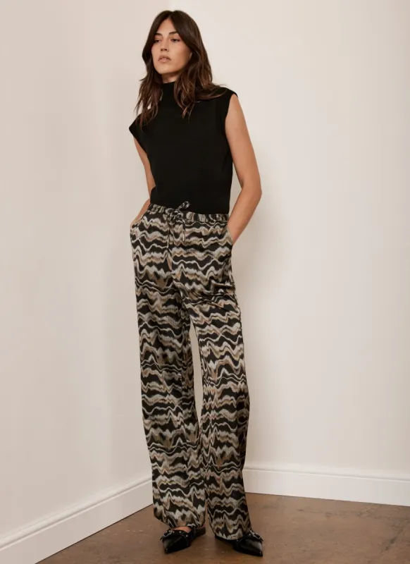 Black Abstract Print Wide Trousers sold by Mint Velvet
