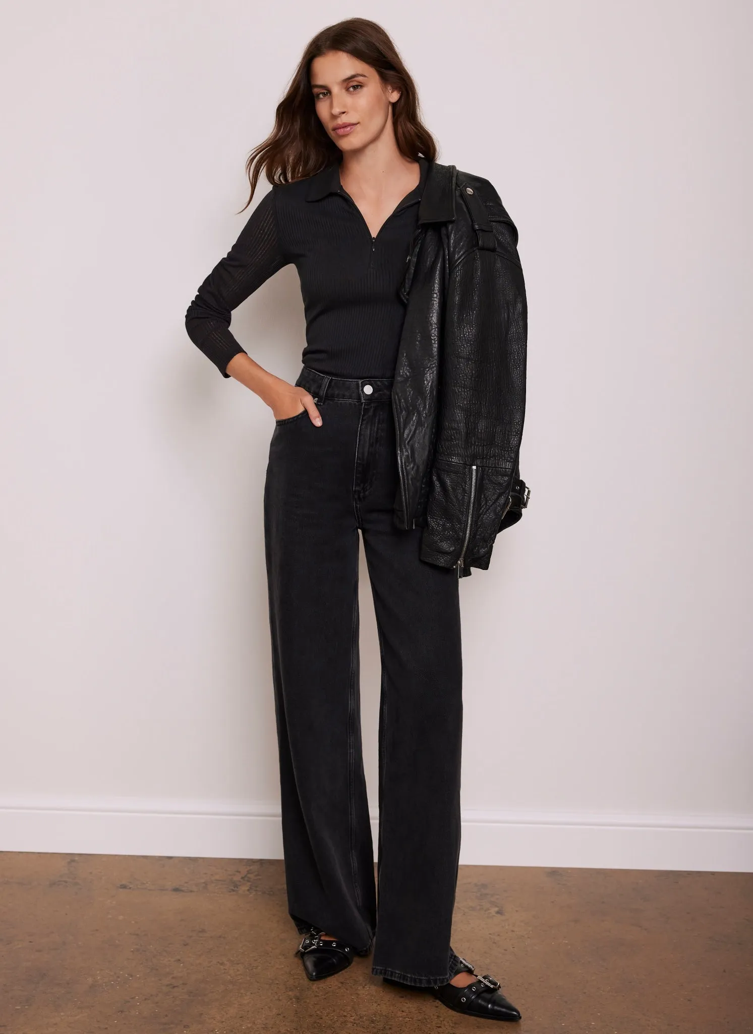 Black Sheer Rib Polo Shirt sold by Mint Velvet product image thumbnail 4