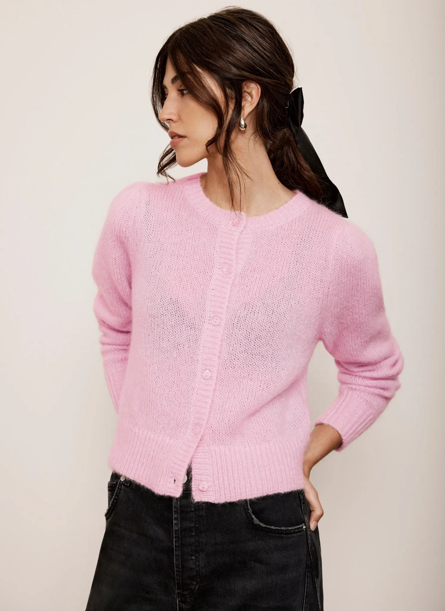 Pink Lightweight Wool Blend Knit Cardigan sold by Mint Velvet product image thumbnail 3