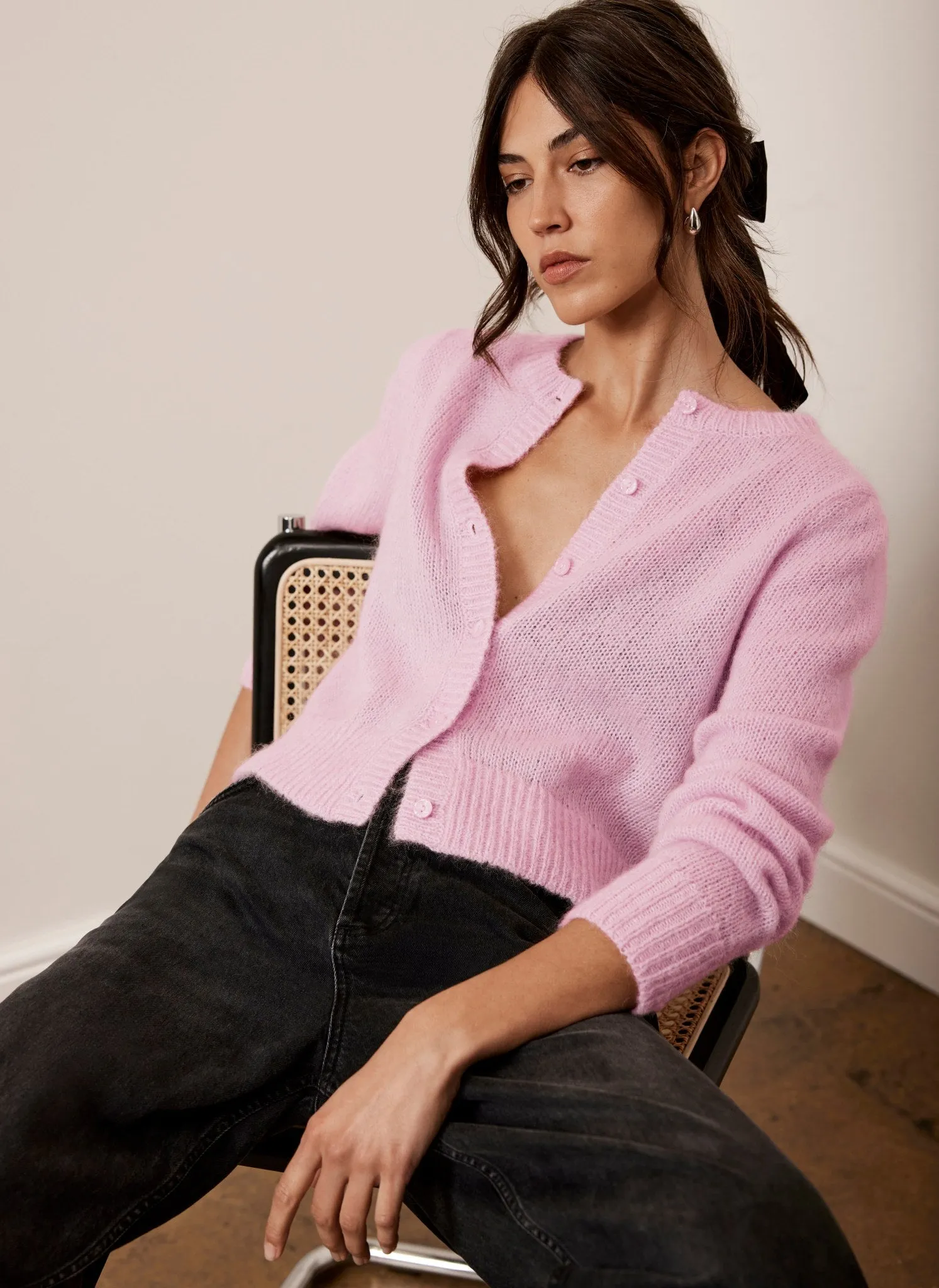 Pink Lightweight Wool Blend Knit Cardigan sold by Mint Velvet product image thumbnail 5