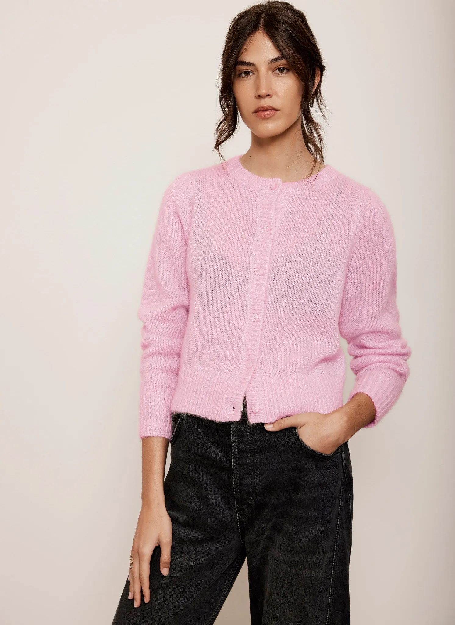 Pink Lightweight Wool Blend Knit Cardigan sold by Mint Velvet product image thumbnail 2