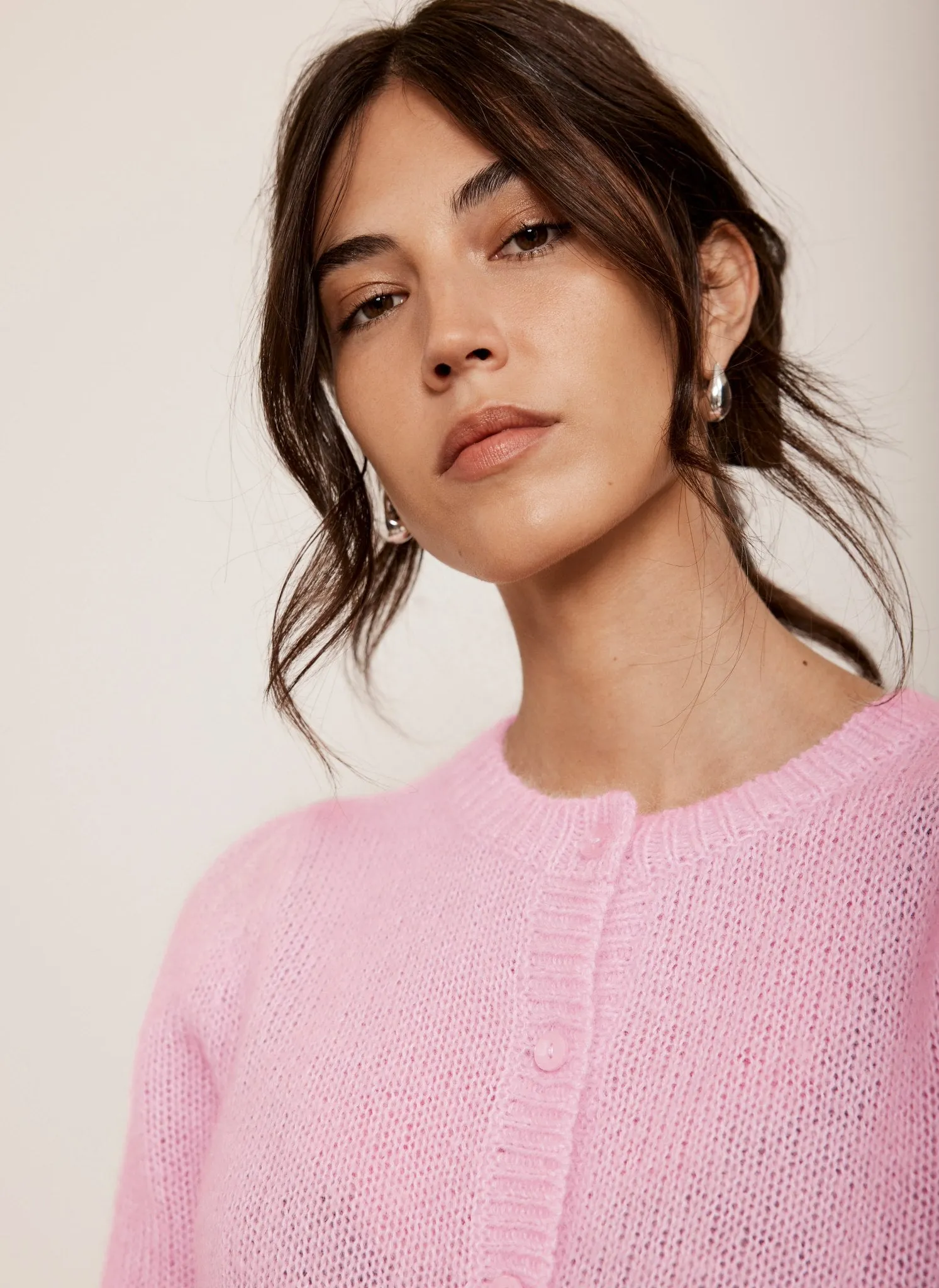 Pink Lightweight Wool Blend Knit Cardigan sold by Mint Velvet product image thumbnail 4