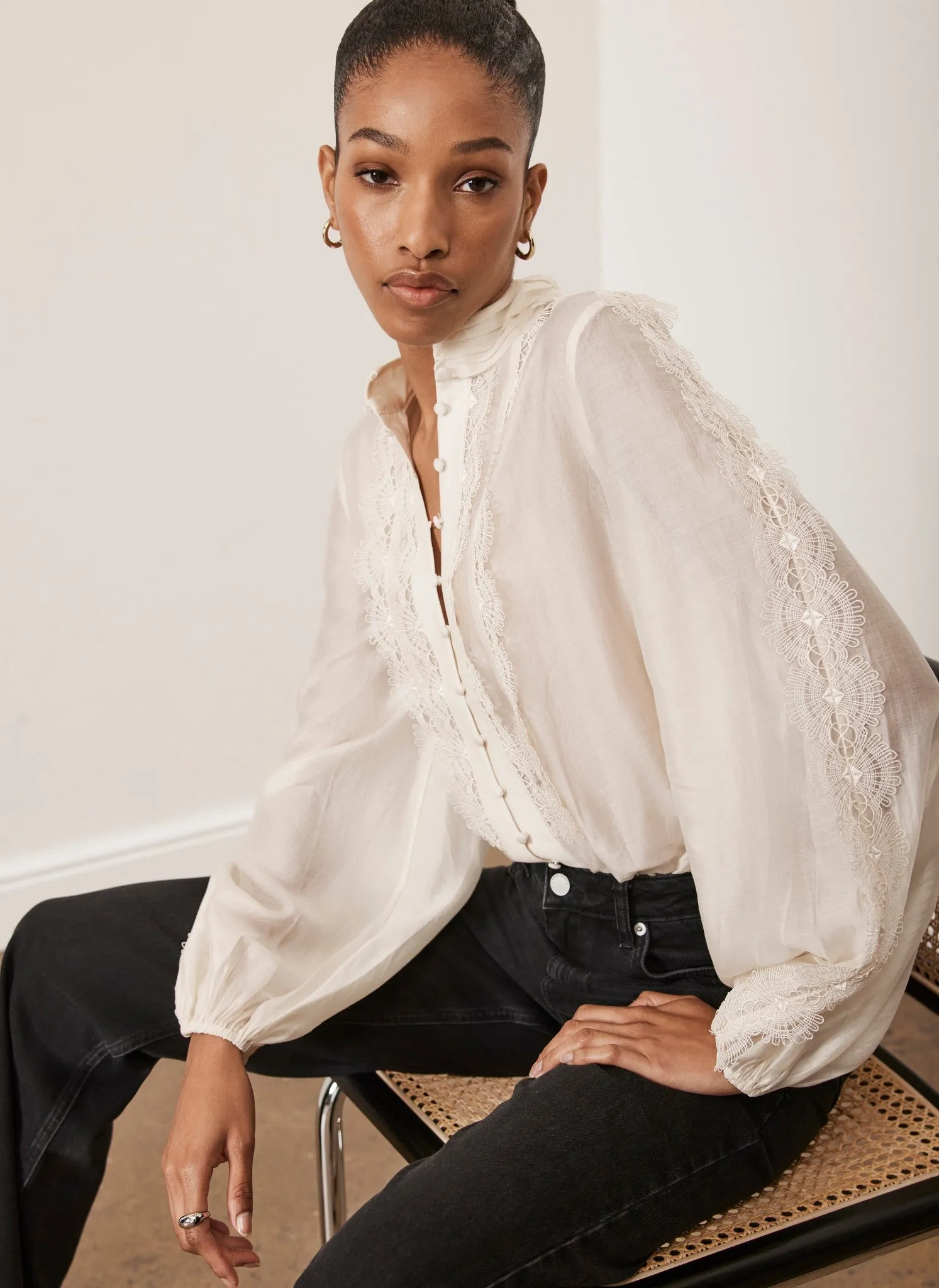 Cream Trim Detail Blouse sold by Mint Velvet product image thumbnail 2