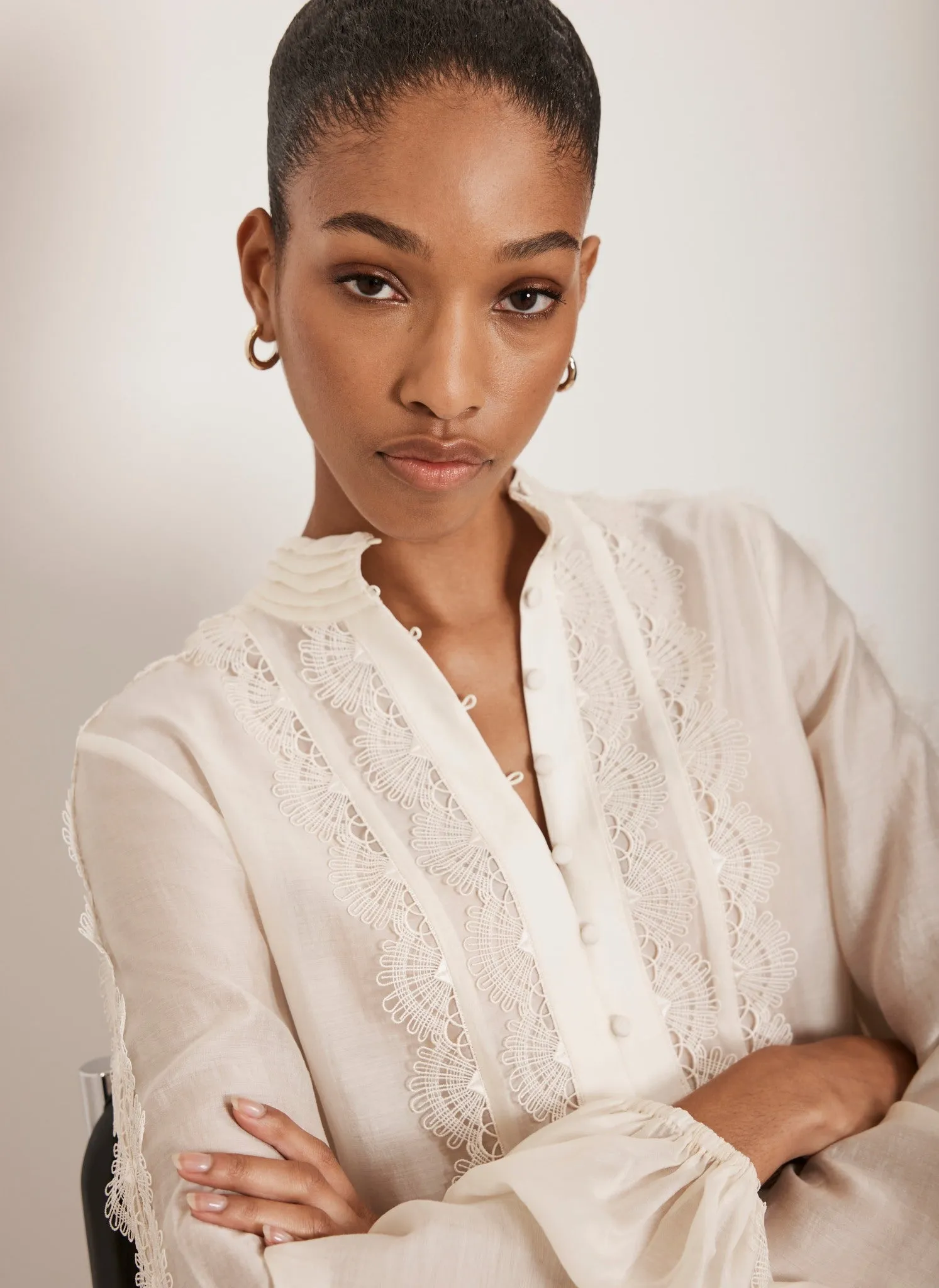 Cream Trim Detail Blouse sold by Mint Velvet product image thumbnail 3