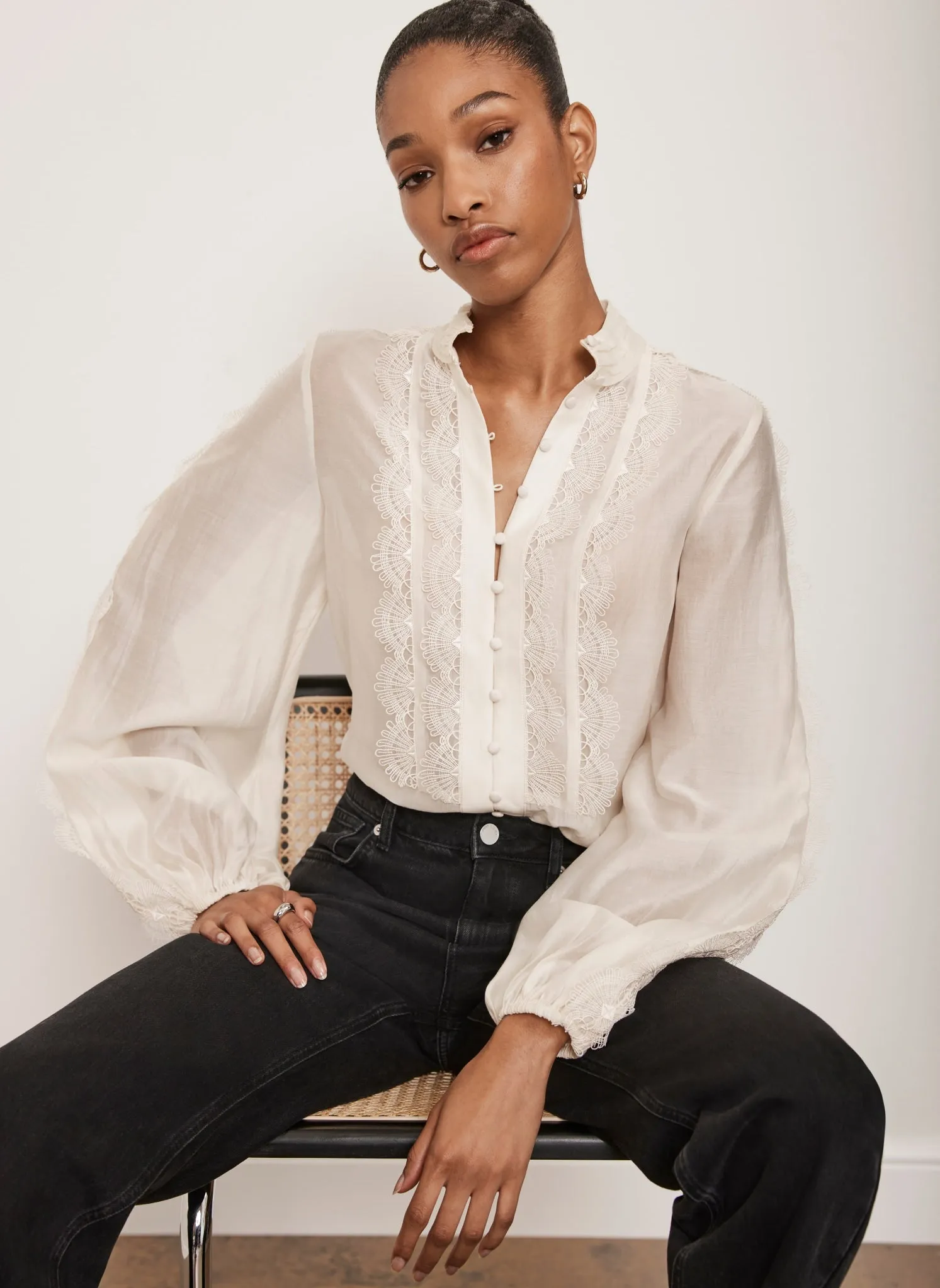 Cream Trim Detail Blouse sold by Mint Velvet product image thumbnail 4
