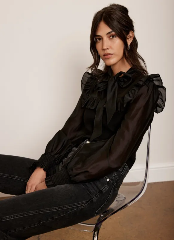 Black Pussy Bow Knit Top sold by Mint Velvet