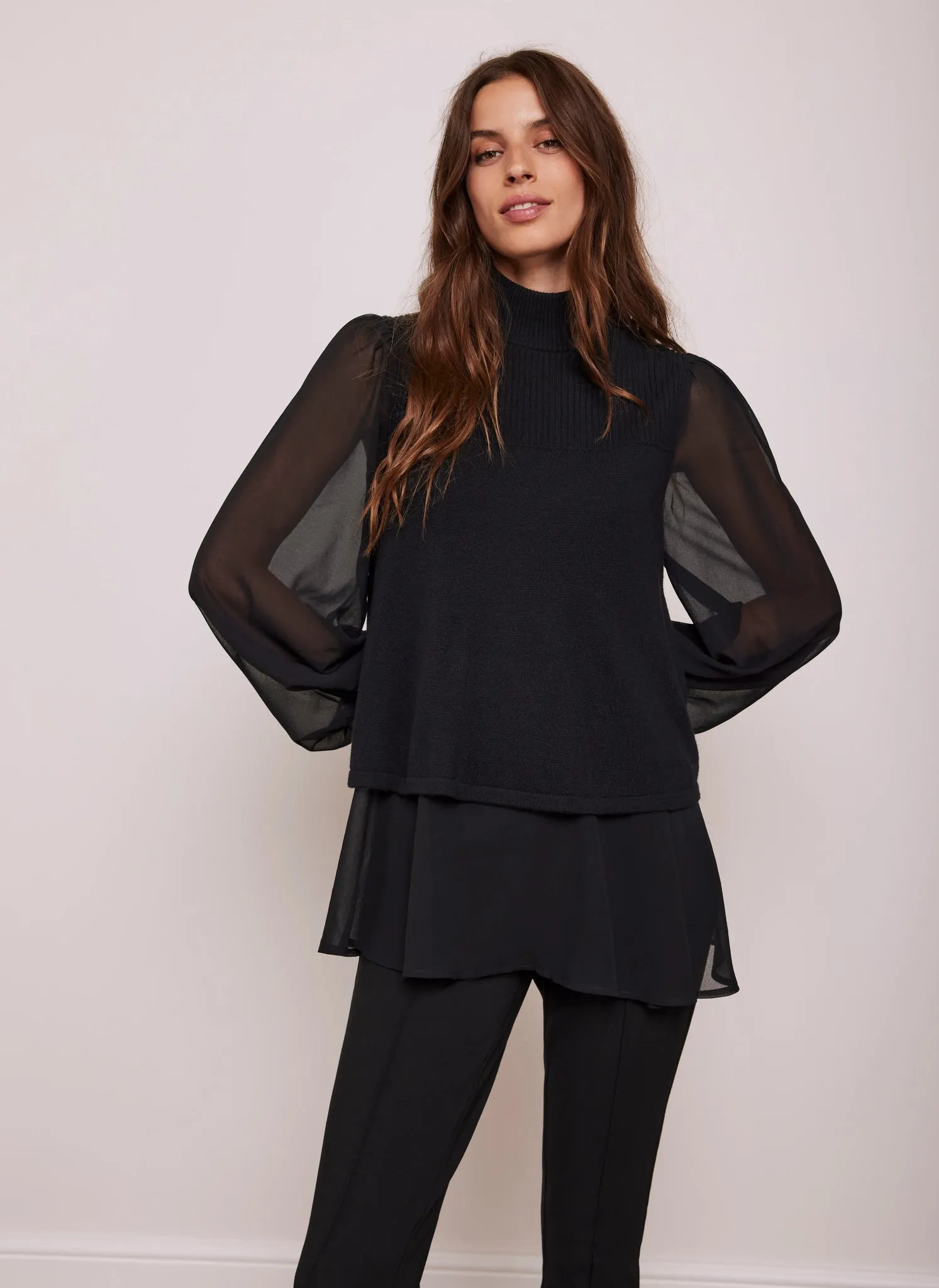 Black Cotton Blend Mix Knit Top sold by Mint Velvet product image thumbnail 2