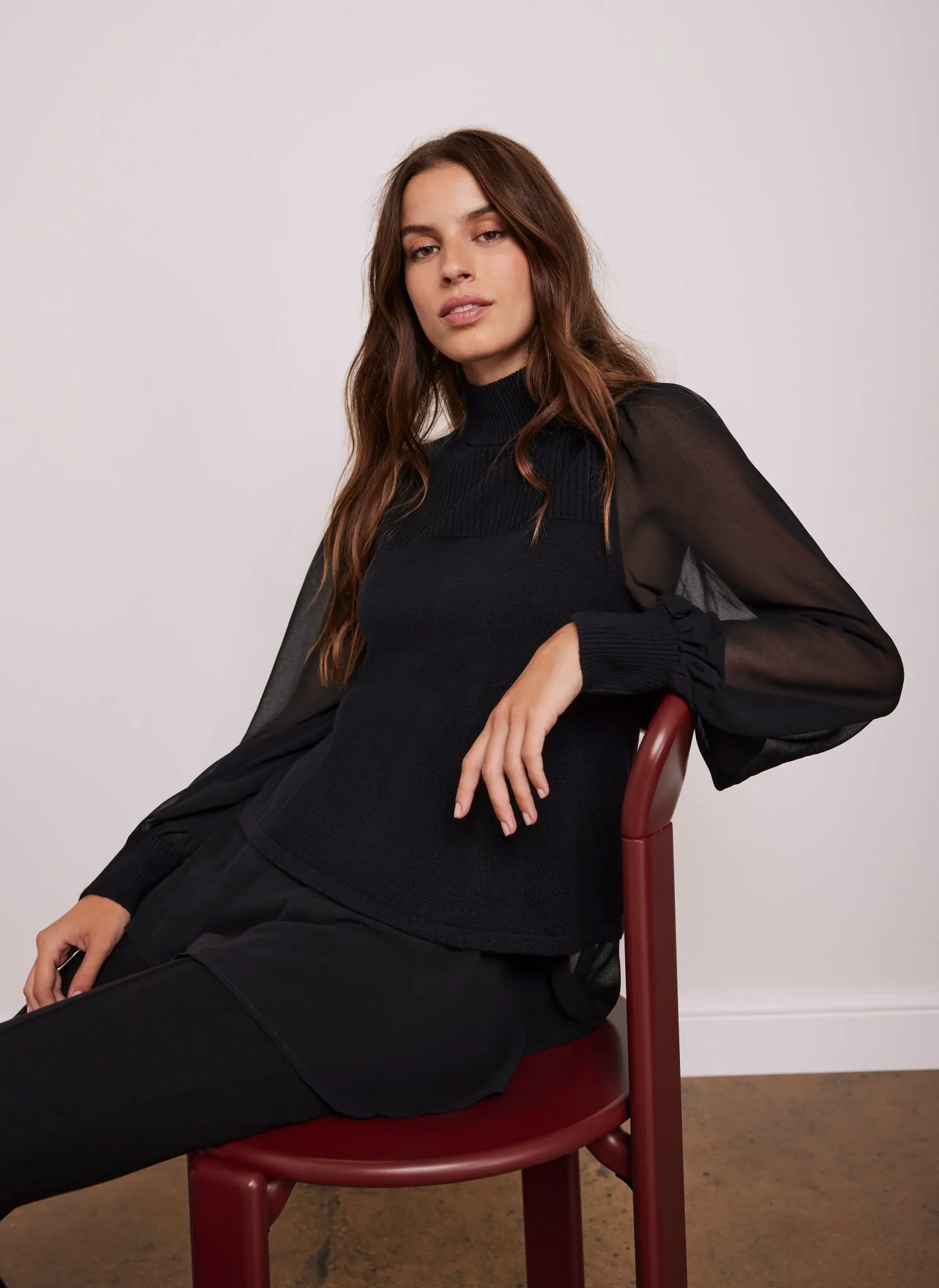 Black Cotton Blend Mix Knit Top sold by Mint Velvet product image thumbnail 3