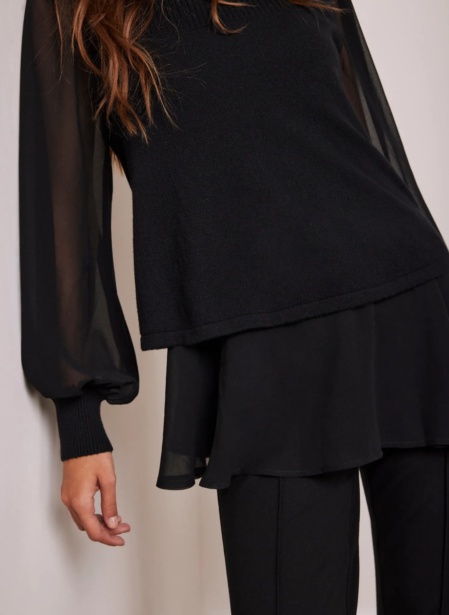 Black Cotton Blend Mix Knit Top sold by Mint Velvet product image thumbnail 4