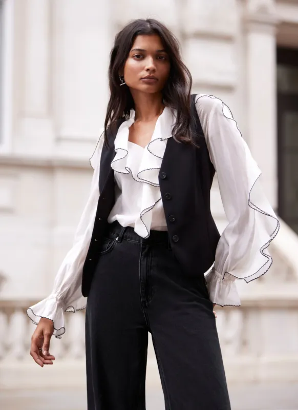 Black Fitted Waistcoat sold by Mint Velvet