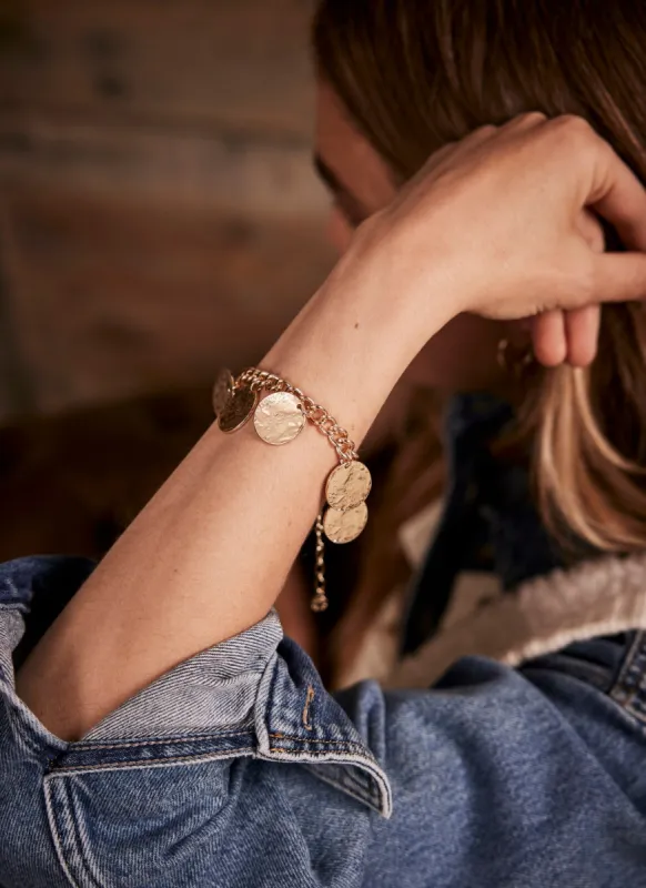 Gold Tone Hammered Charm Bracelet sold by Mint Velvet