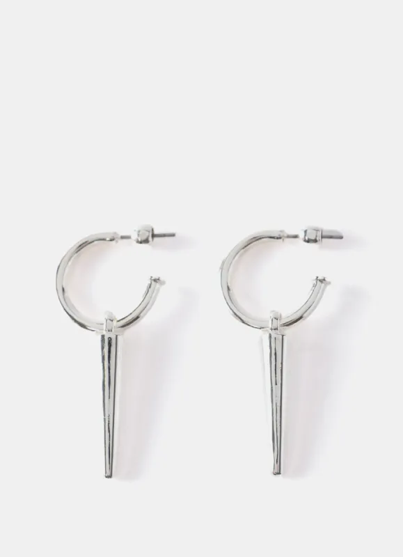 Silver Tone Spiked Hoop Earrings sold by Mint Velvet