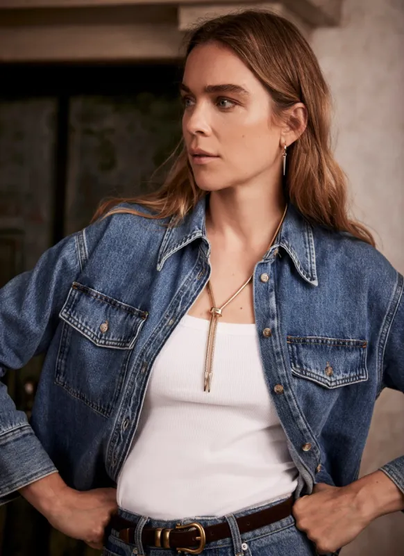 Gold Tone Spike Lariat Necklace sold by Mint Velvet