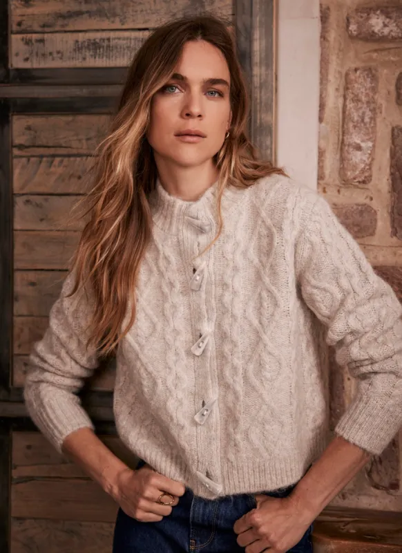 Neutral Wool Blend Cable Knit Cardigan sold by Mint Velvet