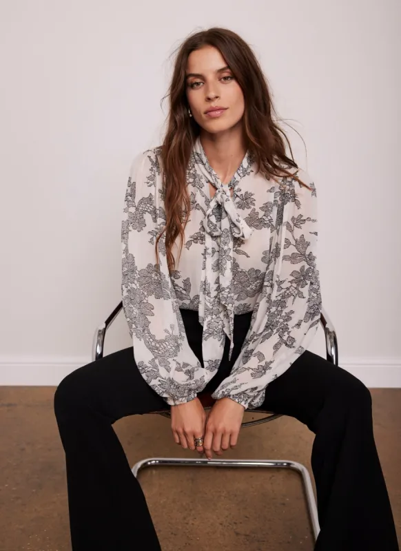 Neutral Floral Lace Print Blouse sold by Mint Velvet