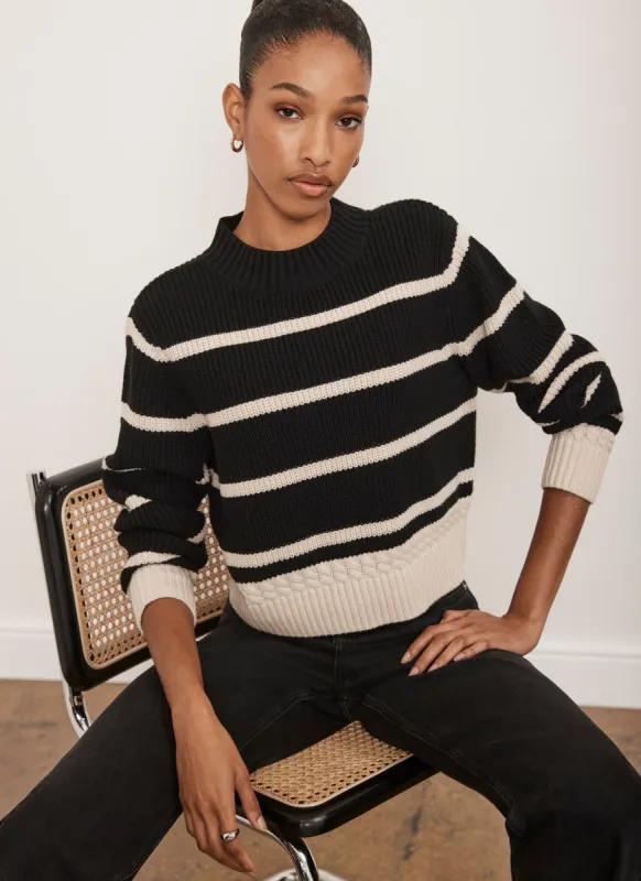Black Striped Cotton Blend Jumper sold by Mint Velvet