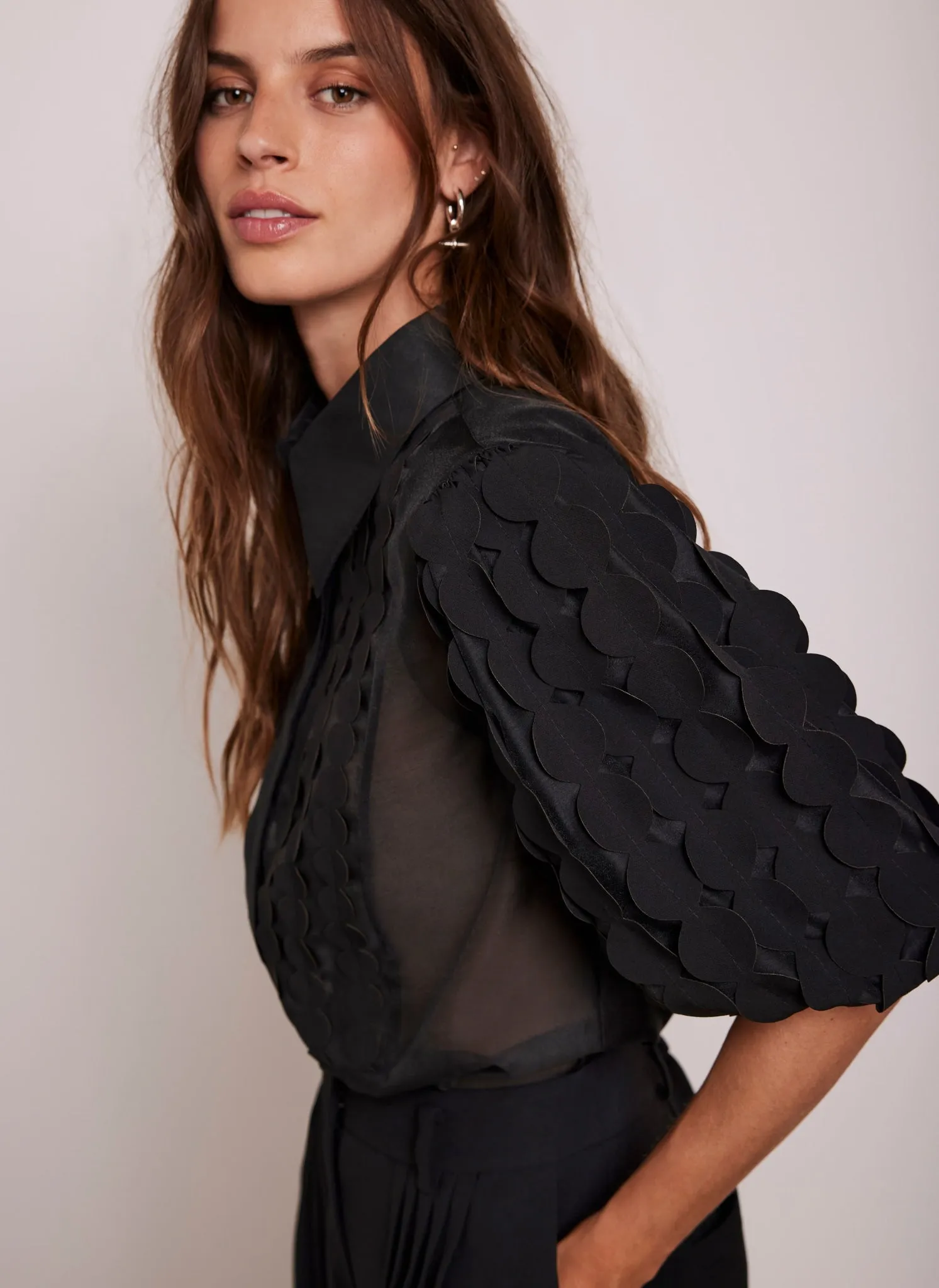 Black Applique Organza Shirt sold by Mint Velvet product image thumbnail 4