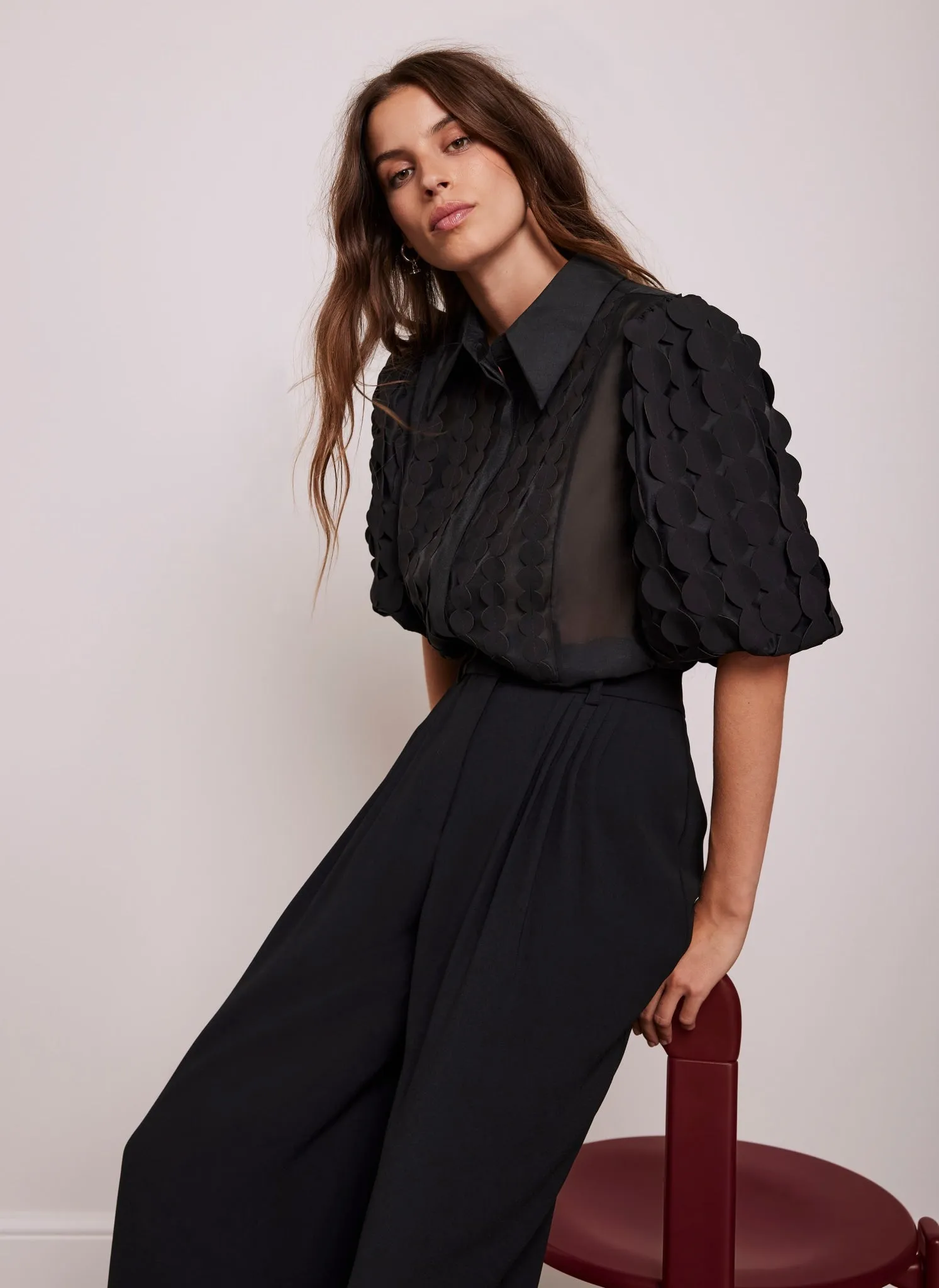 Black Applique Organza Shirt sold by Mint Velvet product image thumbnail 5