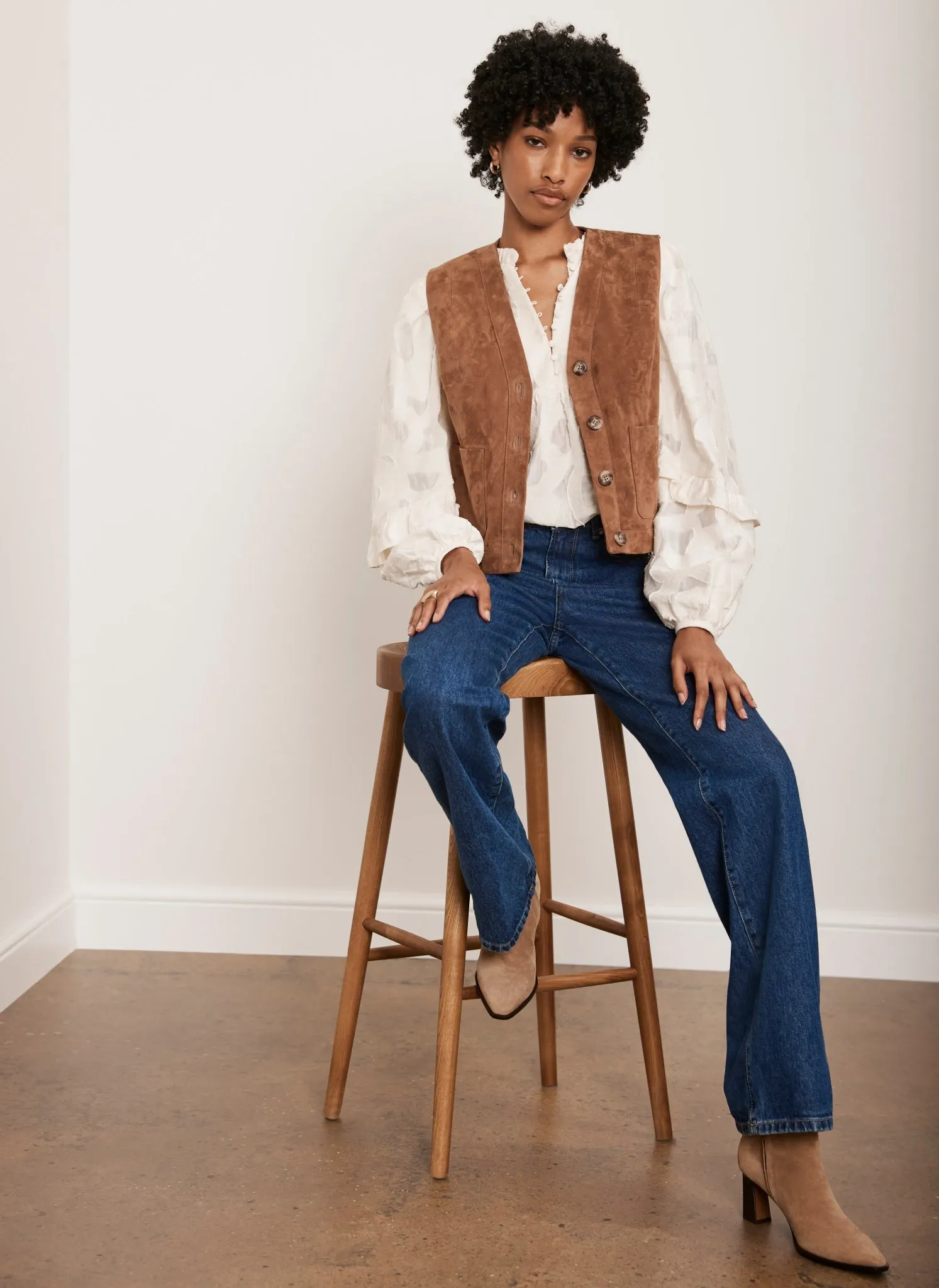 Tan Suede Waistcoat sold by Mint Velvet product image thumbnail 4