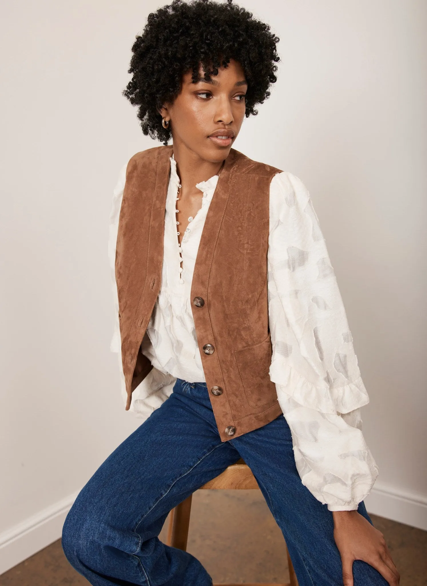 Tan Suede Waistcoat sold by Mint Velvet product image thumbnail 2