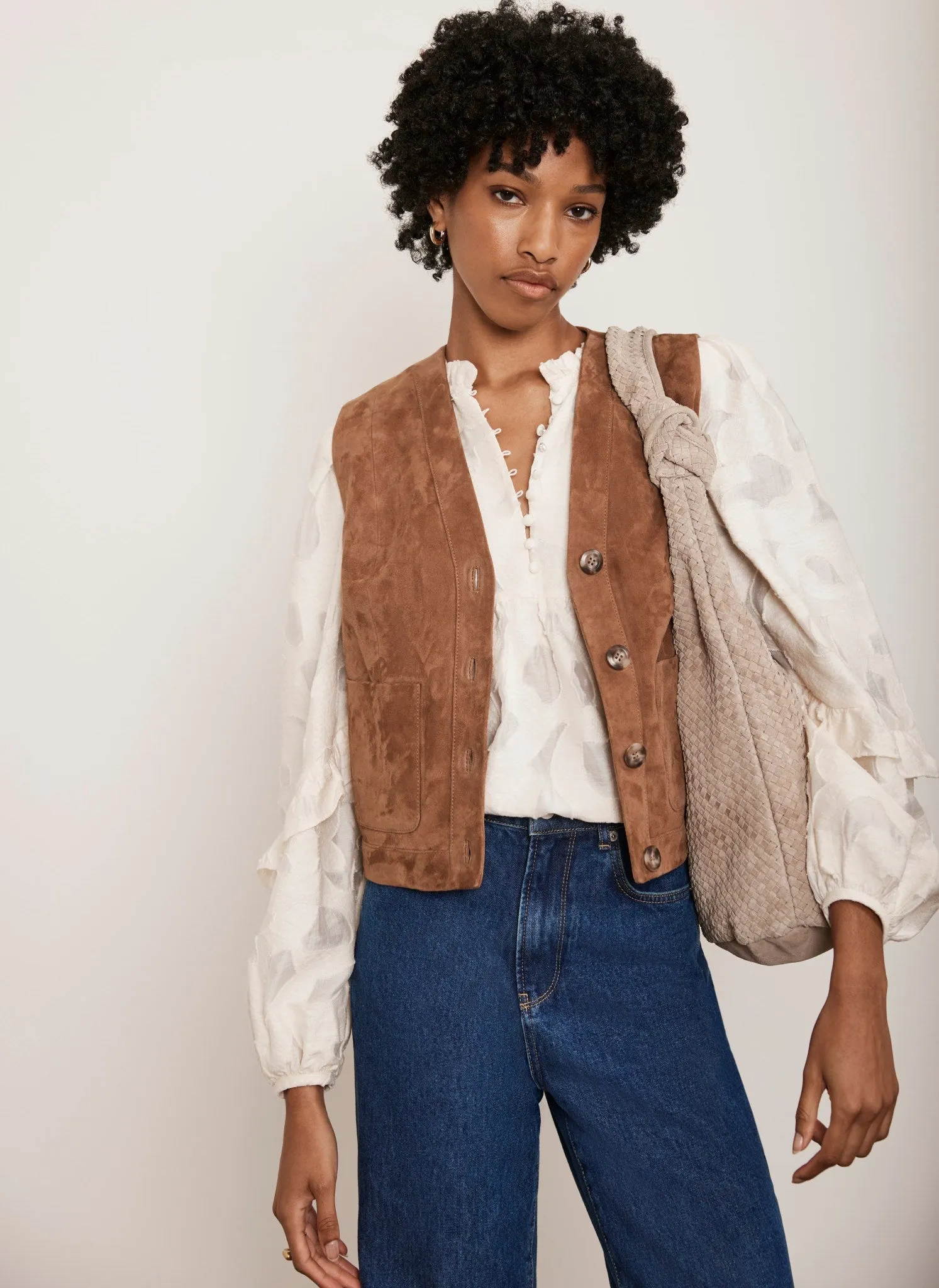 Tan Suede Waistcoat sold by Mint Velvet product image thumbnail 5