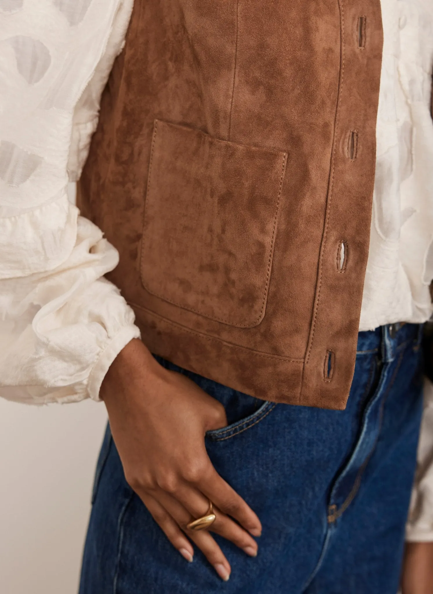 Tan Suede Waistcoat sold by Mint Velvet product image thumbnail 3