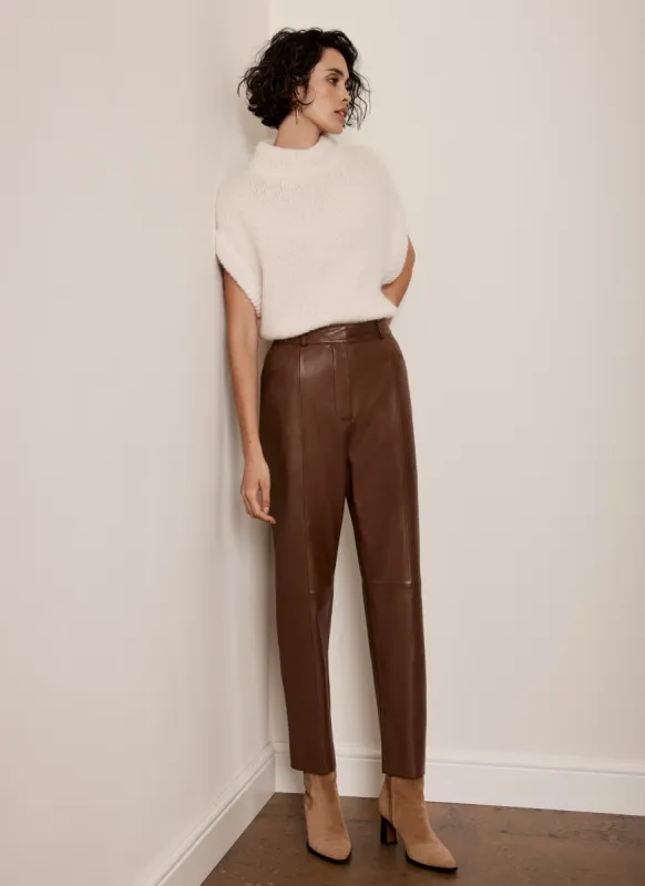 Tan Leather Tapered Trousers sold by Mint Velvet