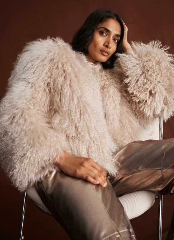 Neutral Mongolian Jacket sold by Mint Velvet