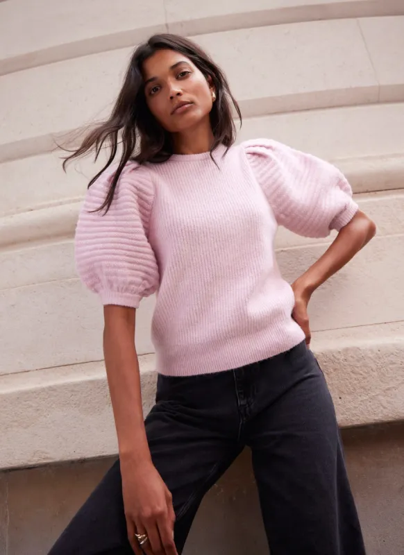 Pink Wool Blend Bow Back Knit Top sold by Mint Velvet