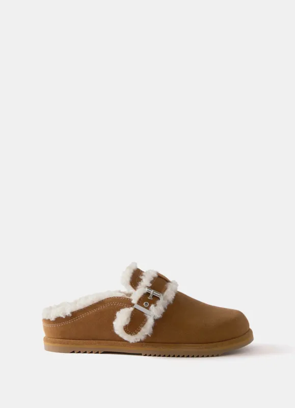 Tan Suede Clog Slippers sold by Mint Velvet