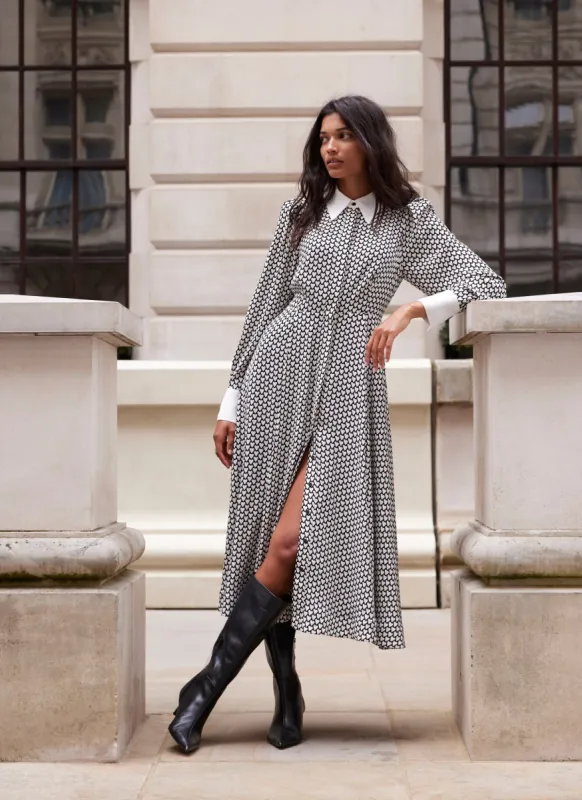 Black Heart Print Midi Shirt Dress sold by Mint Velvet